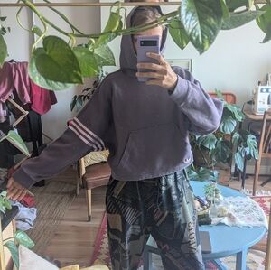 Adidas Purple Cropped Hoodie